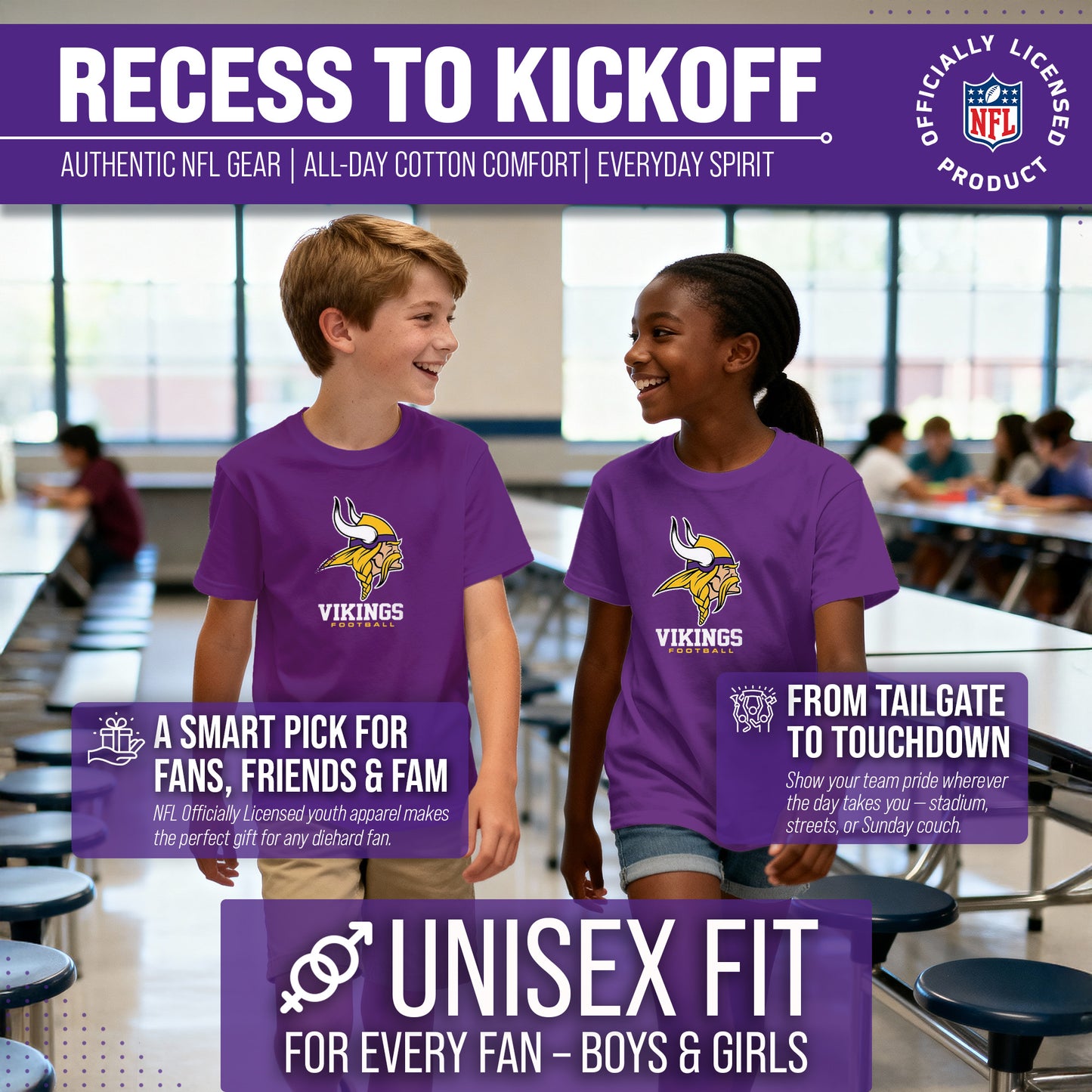 Minnesota Vikings Youth NFL Ultimate Fan Logo Short Sleeve T-Shirt - Purple