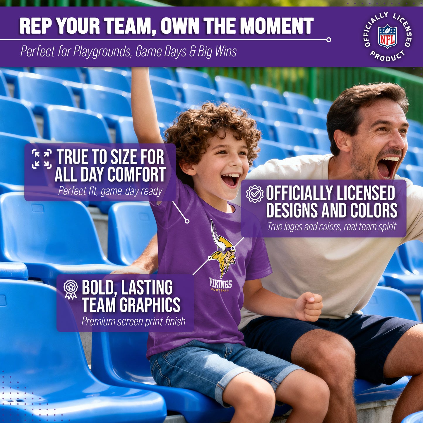 Minnesota Vikings Youth NFL Ultimate Fan Logo Short Sleeve T-Shirt - Purple