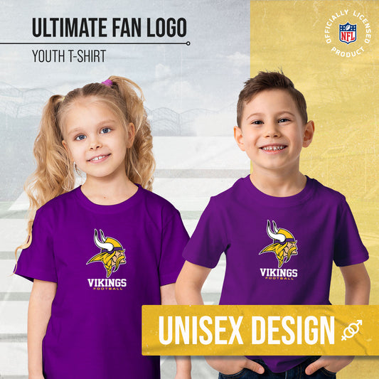 Minnesota Vikings Youth NFL Ultimate Fan Logo Short Sleeve T-Shirt - Purple