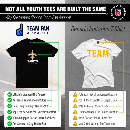 New Orleans Saints Youth NFL Ultimate Fan Logo Short Sleeve T-Shirt - Black
