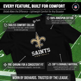 New Orleans Saints Youth NFL Ultimate Fan Logo Short Sleeve T-Shirt - Black