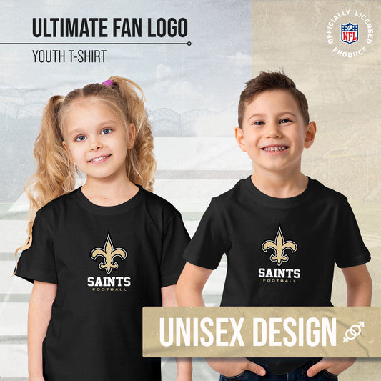 New Orleans Saints Youth NFL Ultimate Fan Logo Short Sleeve T-Shirt - Black