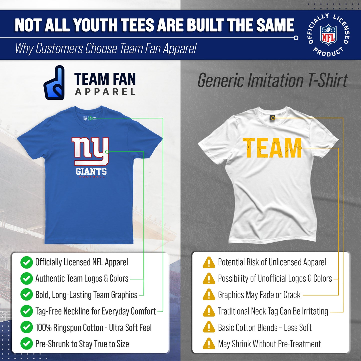 New York Giants Youth NFL Ultimate Fan Logo Short Sleeve T-Shirt - Royal