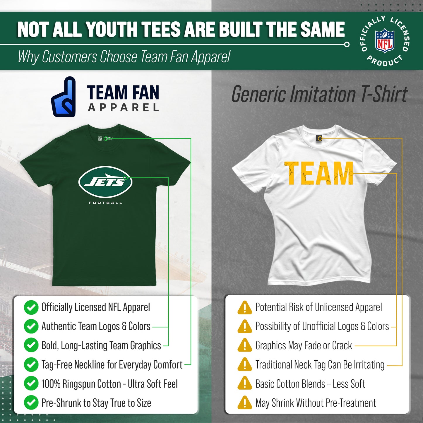 New York Jets Youth NFL Ultimate Fan Logo Short Sleeve T-Shirt - Green