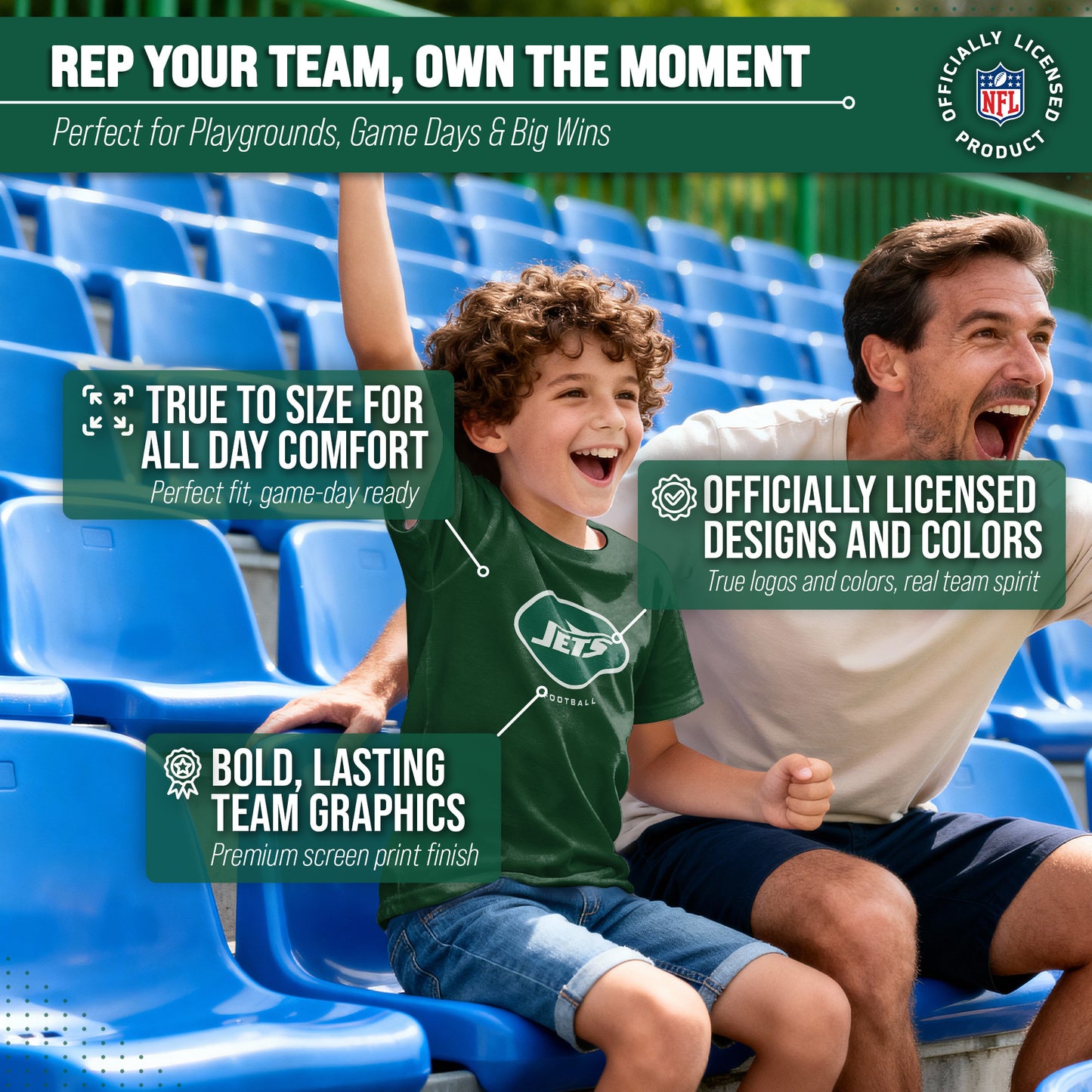 New York Jets Youth NFL Ultimate Fan Logo Short Sleeve T-Shirt - Green