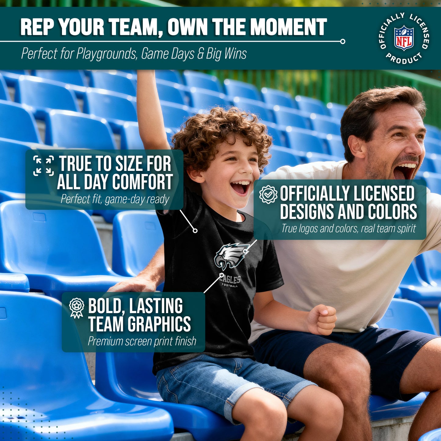 Philadelphia Eagles Youth NFL Ultimate Fan Logo Short Sleeve T-Shirt - Black