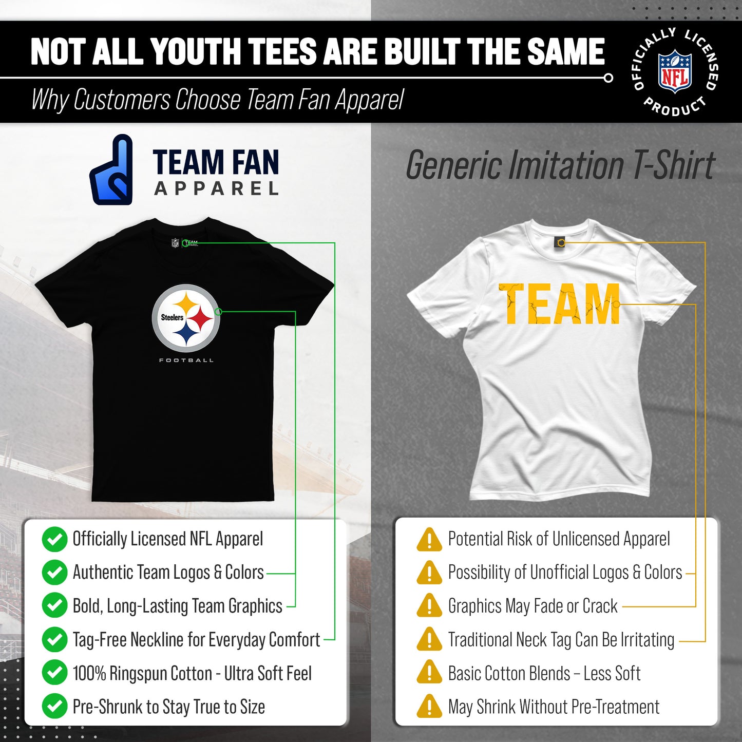 Pittsburgh Steelers Youth NFL Ultimate Fan Logo Short Sleeve T-Shirt - Black