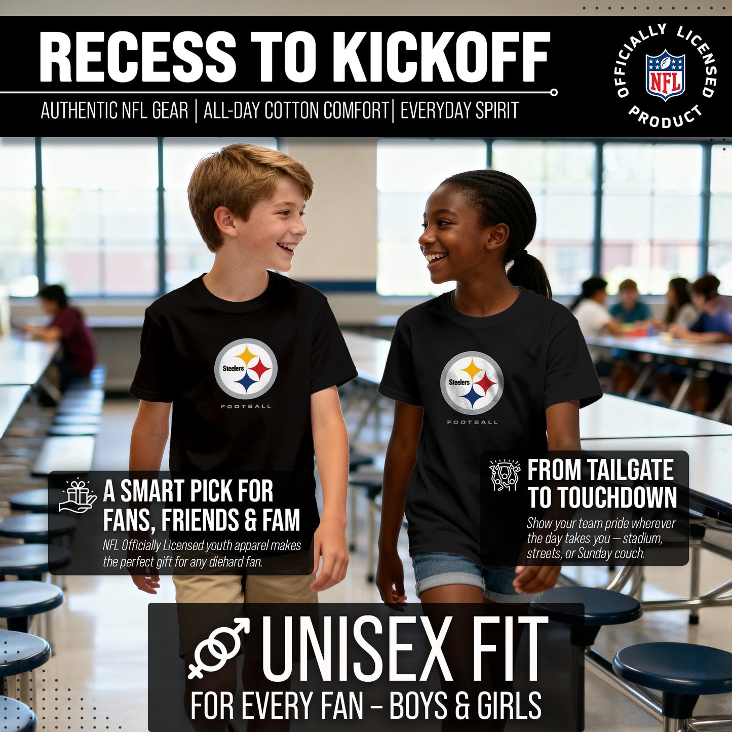 Pittsburgh Steelers Youth NFL Ultimate Fan Logo Short Sleeve T-Shirt - Black