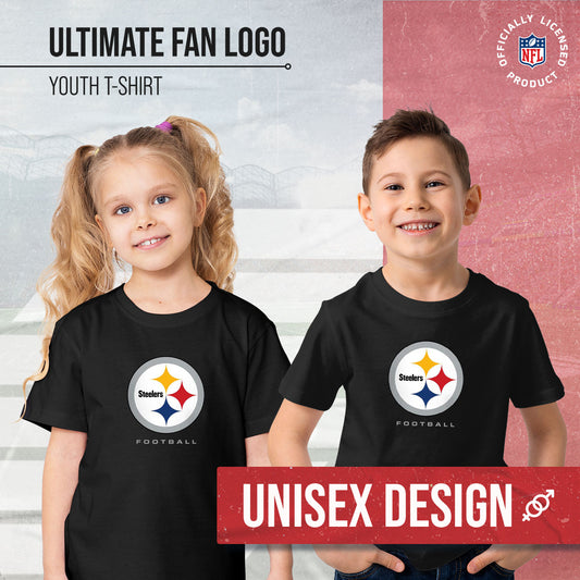 Pittsburgh Steelers Youth NFL Ultimate Fan Logo Short Sleeve T-Shirt - Black
