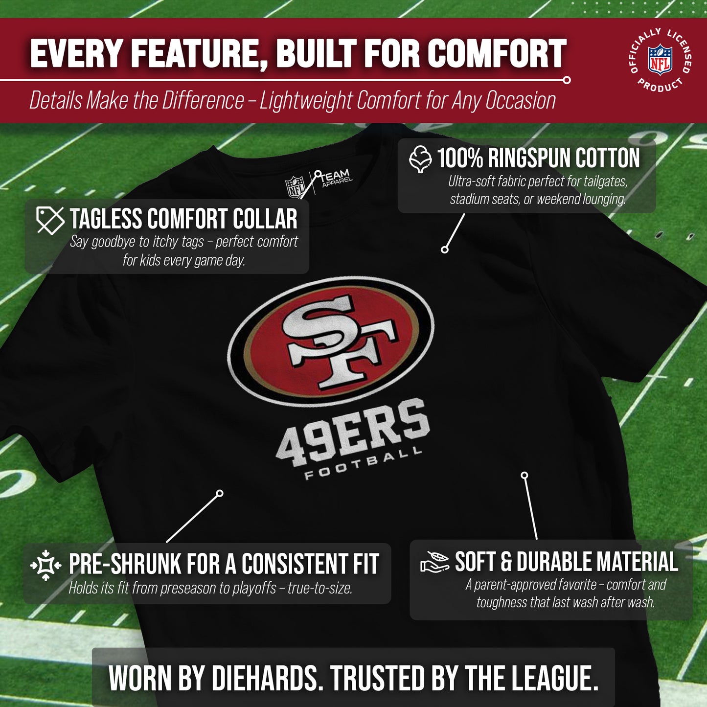 San Francisco 49ers Youth NFL Ultimate Fan Logo Short Sleeve T-Shirt - Black