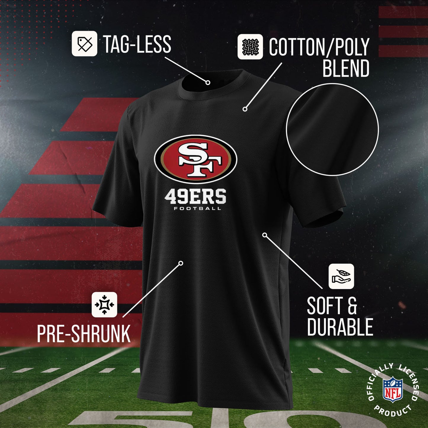 San Francisco 49ers Youth NFL Ultimate Fan Logo Short Sleeve T-Shirt - Black