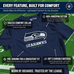 Seattle Seahawks Youth NFL Ultimate Fan Logo Short Sleeve T-Shirt - Navy