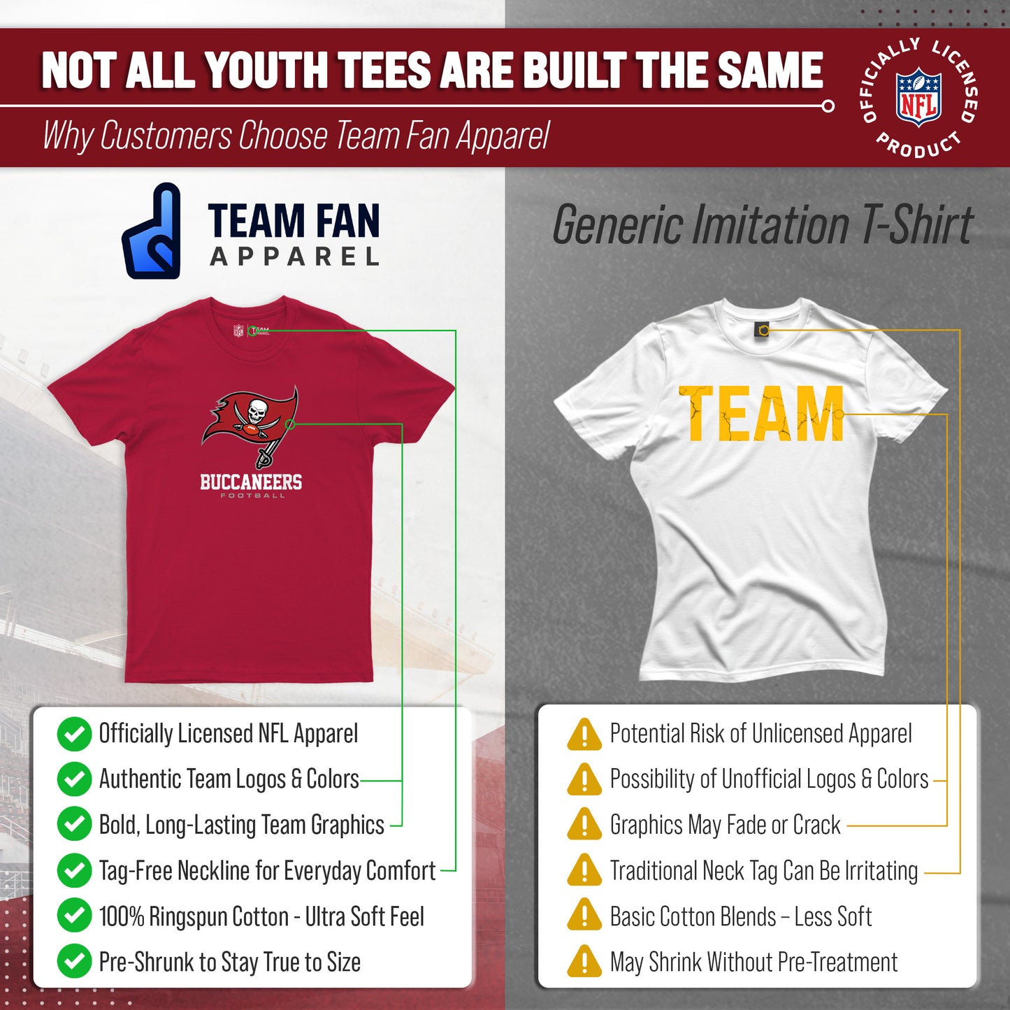 Tampa Bay Buccaneers Youth NFL Ultimate Fan Logo Short Sleeve T-Shirt - Cardinal