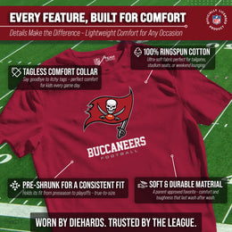 Tampa Bay Buccaneers Youth NFL Ultimate Fan Logo Short Sleeve T-Shirt - Cardinal