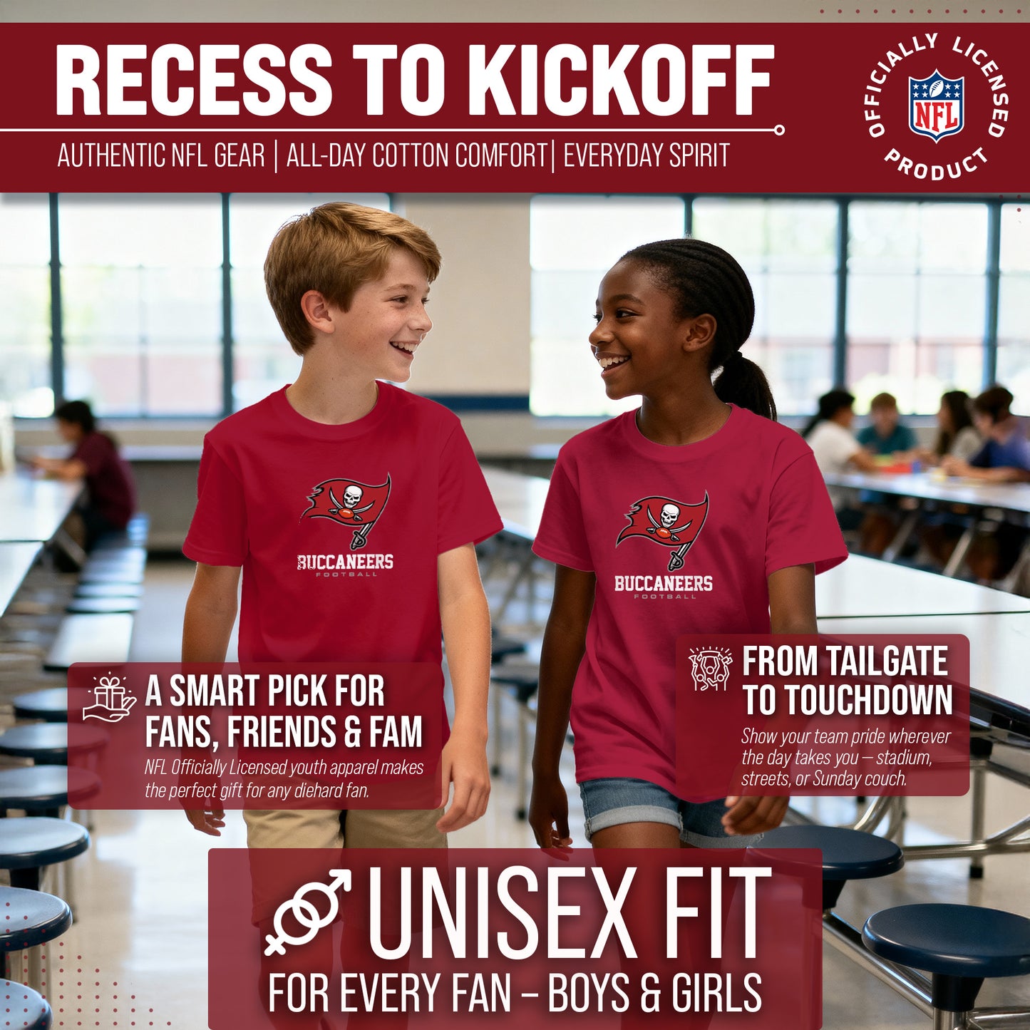 Tampa Bay Buccaneers Youth NFL Ultimate Fan Logo Short Sleeve T-Shirt - Cardinal