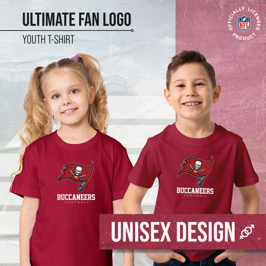Tampa Bay Buccaneers Youth NFL Ultimate Fan Logo Short Sleeve T-Shirt - Cardinal