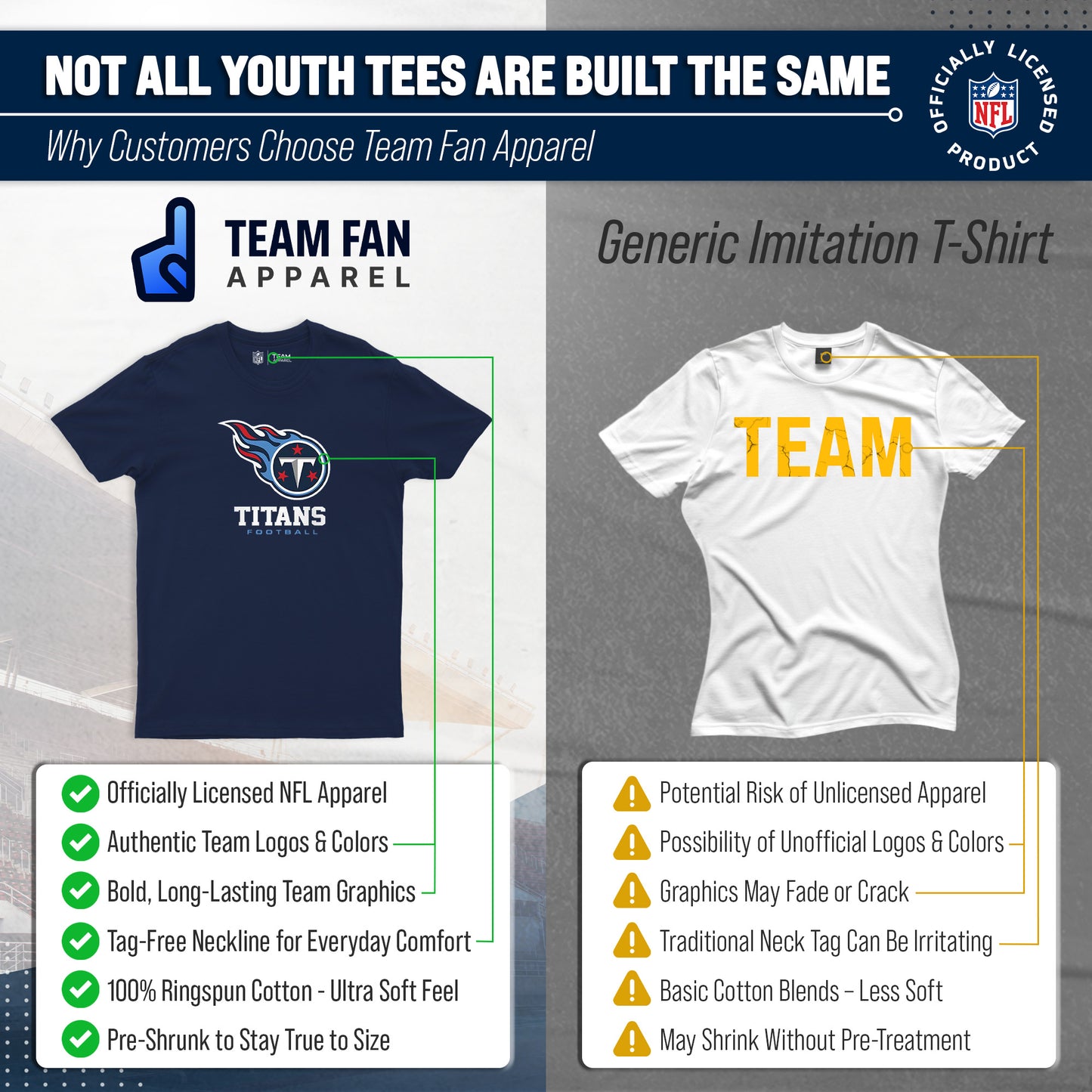Tennessee Titans Youth NFL Ultimate Fan Logo Short Sleeve T-Shirt - Navy