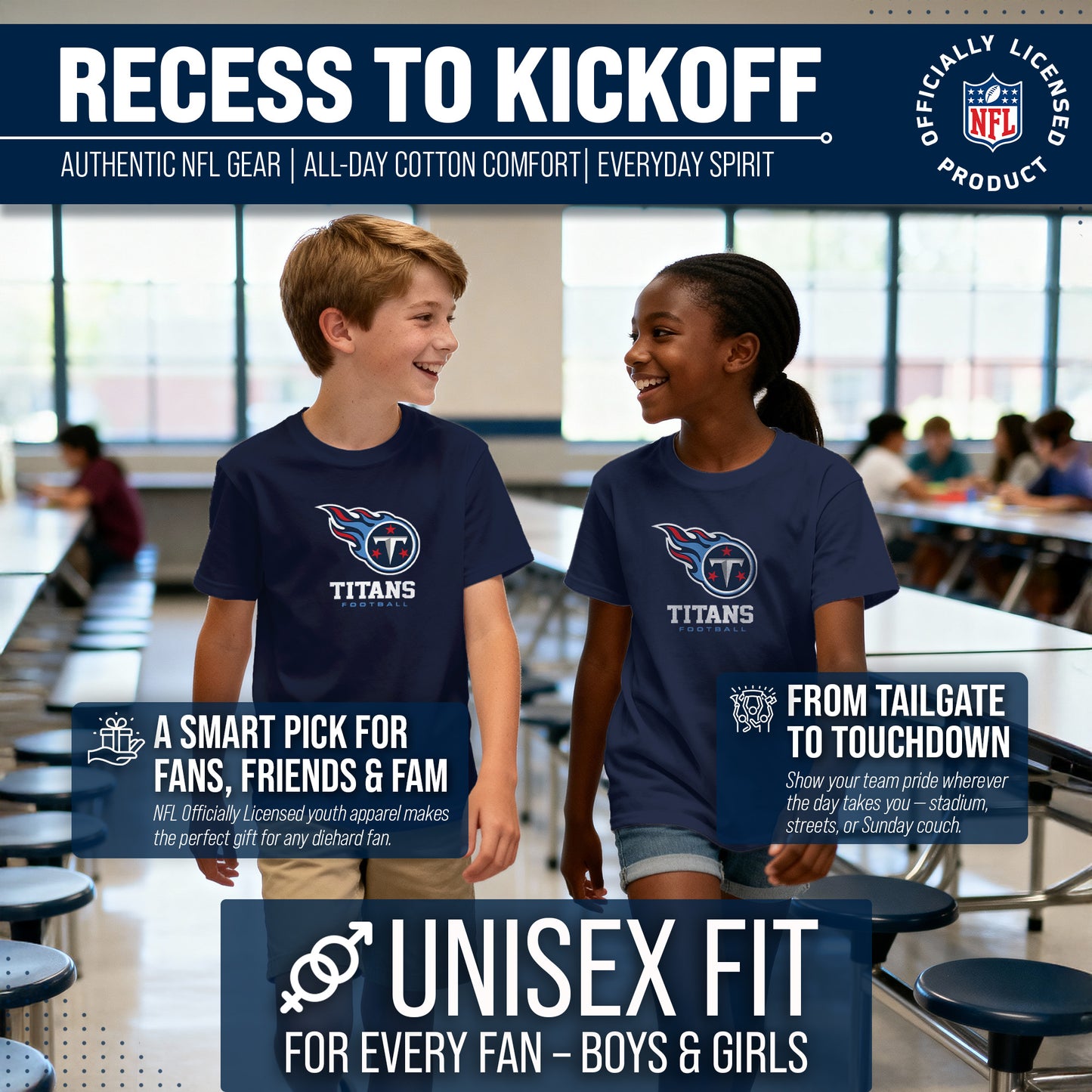 Tennessee Titans Youth NFL Ultimate Fan Logo Short Sleeve T-Shirt - Navy