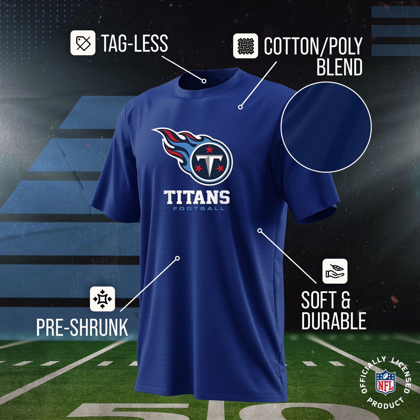 Tennessee Titans Youth NFL Ultimate Fan Logo Short Sleeve T-Shirt - Navy