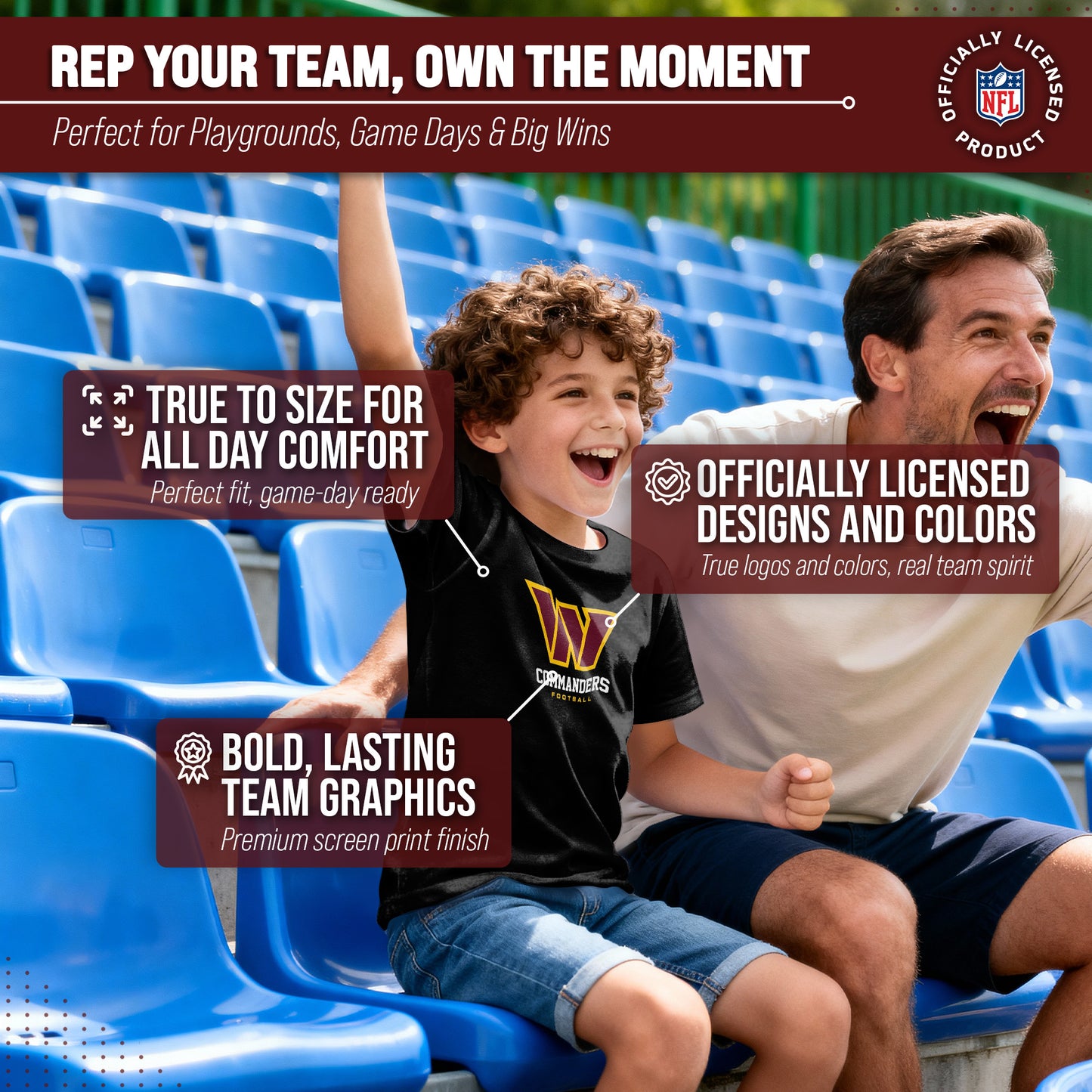 Washington Commanders Youth NFL Ultimate Fan Logo Short Sleeve T-Shirt - Black