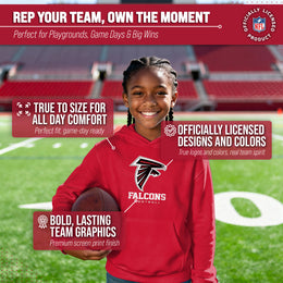Atlanta Falcons Youth NFL Ultimate Fan Logo Fleece Hooded Sweatshirt -Tagless Football Pullover For Kids - Red