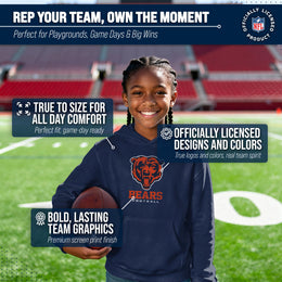 Chicago Bears Youth NFL Ultimate Fan Logo Fleece Hooded Sweatshirt -Tagless Football Pullover For Kids - Navy