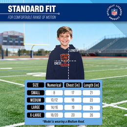 Chicago Bears Youth NFL Ultimate Fan Logo Fleece Hooded Sweatshirt -Tagless Football Pullover For Kids - Navy