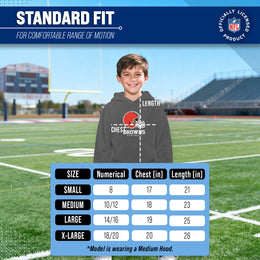 Cleveland Browns Youth NFL Ultimate Fan Logo Fleece Hooded Sweatshirt -Tagless Football Pullover For Kids - Charcoal