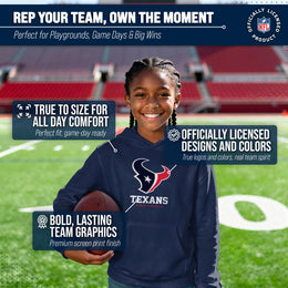 Houston Texans Youth NFL Ultimate Fan Logo Fleece Hooded Sweatshirt -Tagless Football Pullover For Kids - Navy