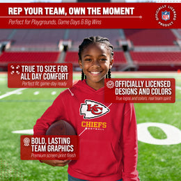 Kansas City Chiefs Youth NFL Ultimate Fan Logo Fleece Hooded Sweatshirt -Tagless Football Pullover For Kids - Red