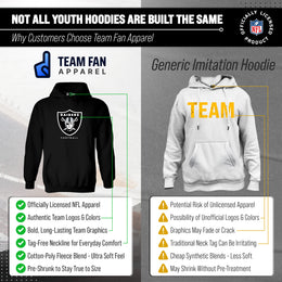 Las Vegas Raiders Youth NFL Ultimate Fan Logo Fleece Hooded Sweatshirt -Tagless Football Pullover For Kids - Black