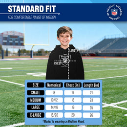 Las Vegas Raiders Youth NFL Ultimate Fan Logo Fleece Hooded Sweatshirt -Tagless Football Pullover For Kids - Black