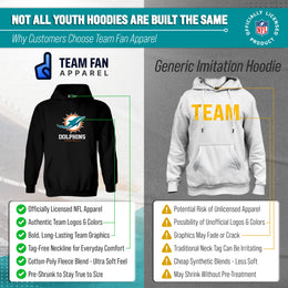 Miami Dolphins Youth NFL Ultimate Fan Logo Fleece Hooded Sweatshirt -Tagless Football Pullover For Kids - Black