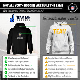 New Orleans Saints Youth NFL Ultimate Fan Logo Fleece Hooded Sweatshirt -Tagless Football Pullover For Kids - Black