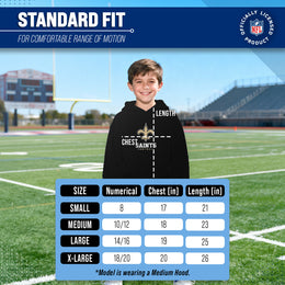 New Orleans Saints Youth NFL Ultimate Fan Logo Fleece Hooded Sweatshirt -Tagless Football Pullover For Kids - Black