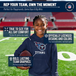 Tennessee Titans Youth NFL Ultimate Fan Logo Fleece Hooded Sweatshirt -Tagless Football Pullover For Kids - Navy