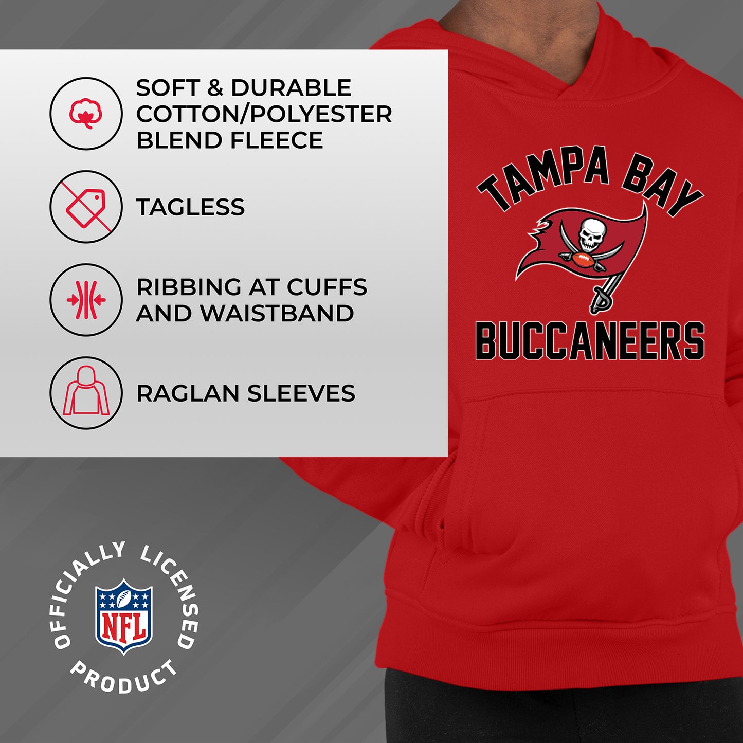 Tampa Bay Buccaneers NFL Youth Gameday Hooded Sweatshirt - Red