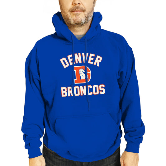 Denver Broncos NFL Adult Unisex Retro Gameday Ultra Soft Fleece Hooded Sweatshirt - Royal