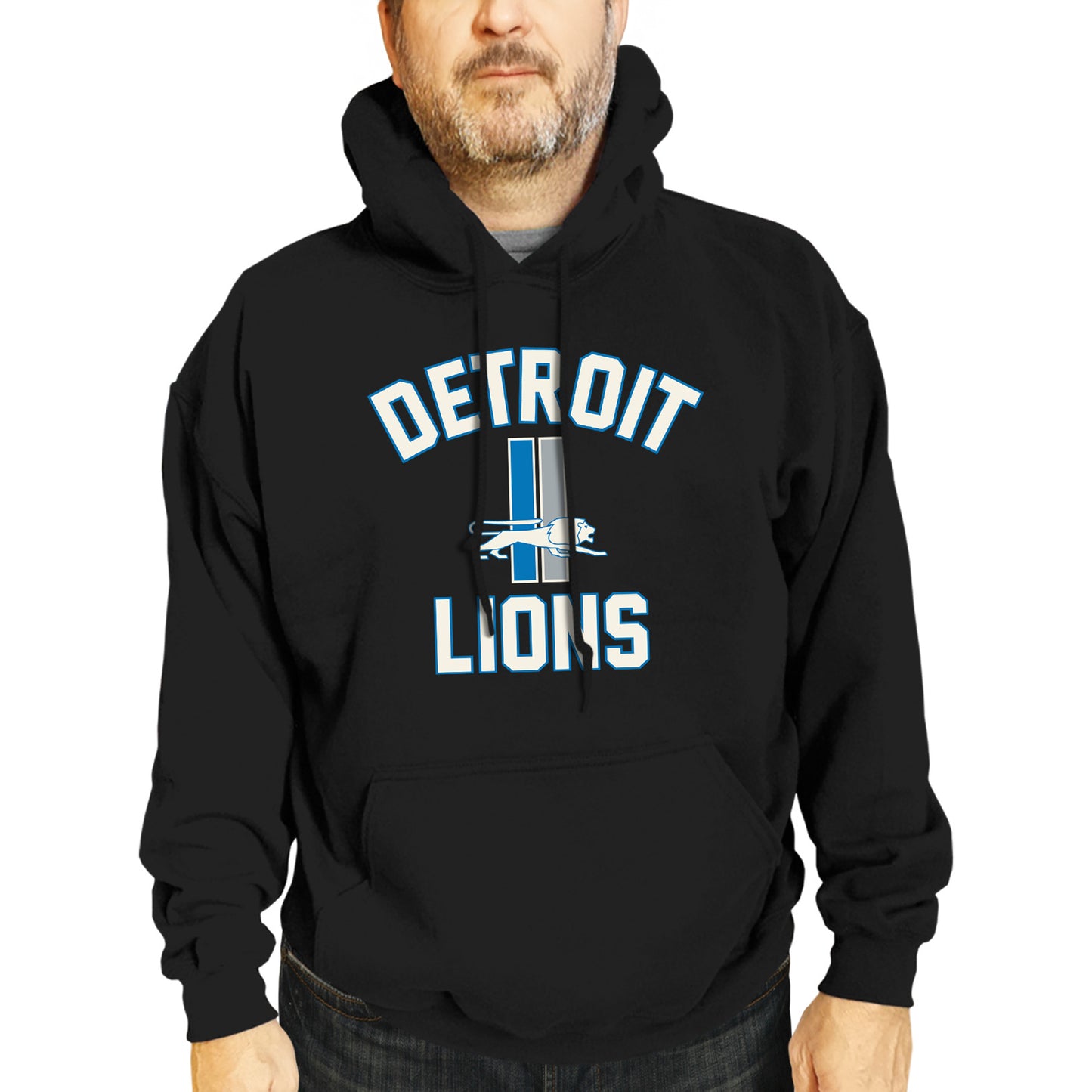 Detroit Lions NFL Adult Unisex Retro Gameday Ultra Soft Fleece Hooded Sweatshirt - Black