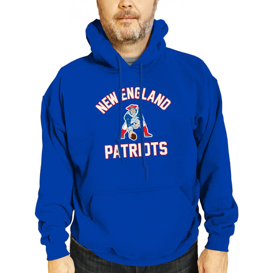 New England Patriots NFL Adult Unisex Retro Gameday Ultra Soft Fleece Hooded Sweatshirt - Royal