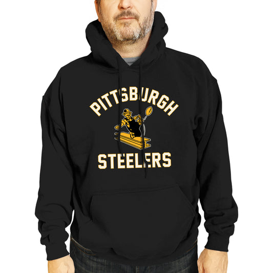 Pittsburgh Steelers NFL Adult Unisex Retro Gameday Ultra Soft Fleece Hooded Sweatshirt - Black