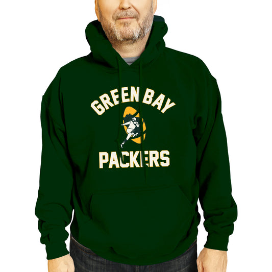 Green Bay Packers NFL Adult Unisex Retro Gameday Ultra Soft Fleece Hooded Sweatshirt - Forest Green