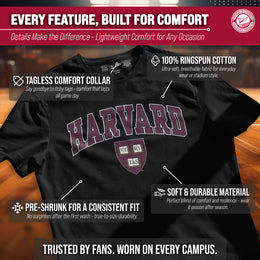 Harvard Crimson NCAA Adult Gameday Cotton T-Shirt - Black