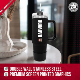 Harvard Crimson College & University 40 oz Travel Tumbler With Handle - Black