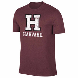 Harvard Crimson Adult MVP Heathered Cotton Blend T-Shirt - Maroon