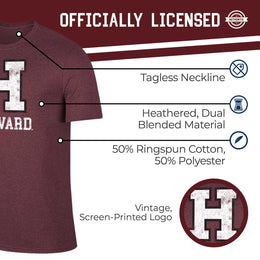 Harvard Crimson Adult MVP Heathered Cotton Blend T-Shirt - Maroon