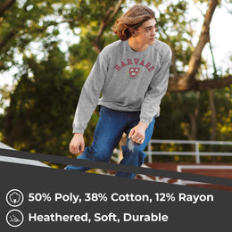 Harvard Crimson College Gray University Seal Crewneck Sweatshirt - Gray