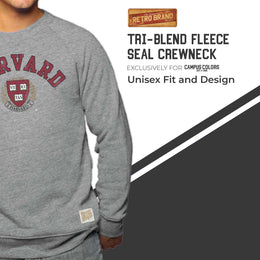 Harvard Crimson College Gray University Seal Crewneck Sweatshirt - Gray