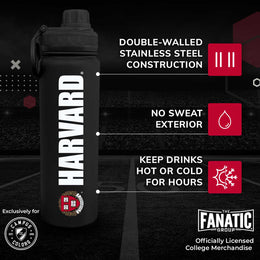 Harvard Crimson NCAA Stainless Steel Water Bottle - Black