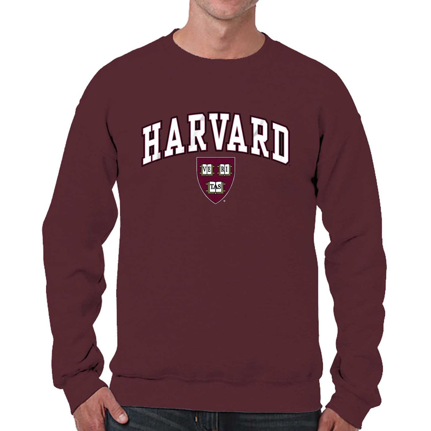 Harvard Crimson Campus Colors Adult Arch & Logo Soft Style Gameday Crewneck Sweatshirt  - Maroon